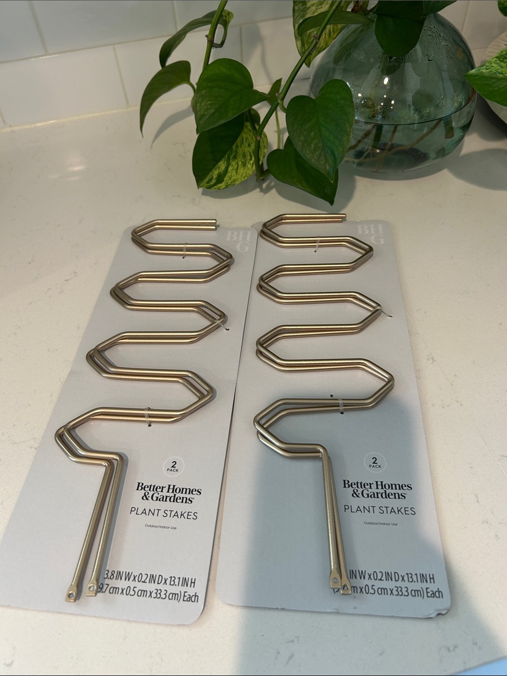 Better Homes And Gardens Brass-Tone Zigzag Plant Stakes - 2 Pack